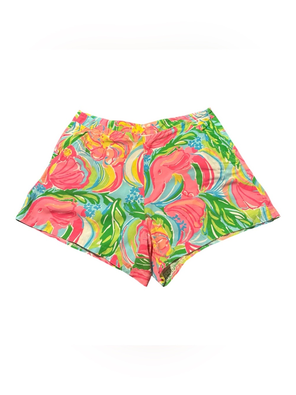 Lilly Pulitzer Coral Pink Floral High-Waist Shorts - Picture 2 of 3